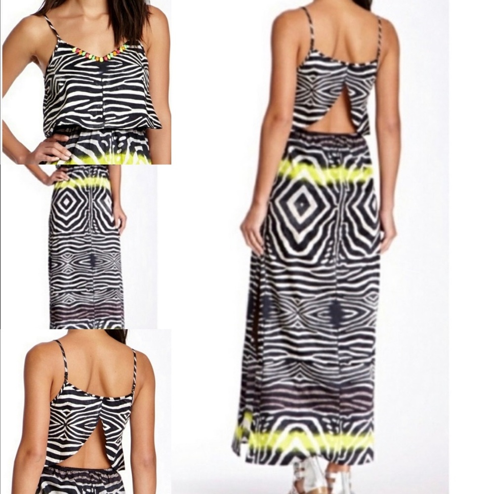 Line & Dot zebra print backless dress large